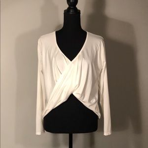 NWOT Ivory cross front long sleeve shirt Size M
